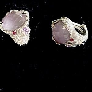 Judith Ripka rose quartz earrings